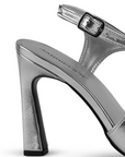 Zapatilla Plata Puntal Moda Mujer Tacon Delgado Escultural Hebilla 2000121