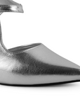 Zapatilla Plata Puntal Moda Mujer Tacon Delgado Escultural Hebilla 2000121