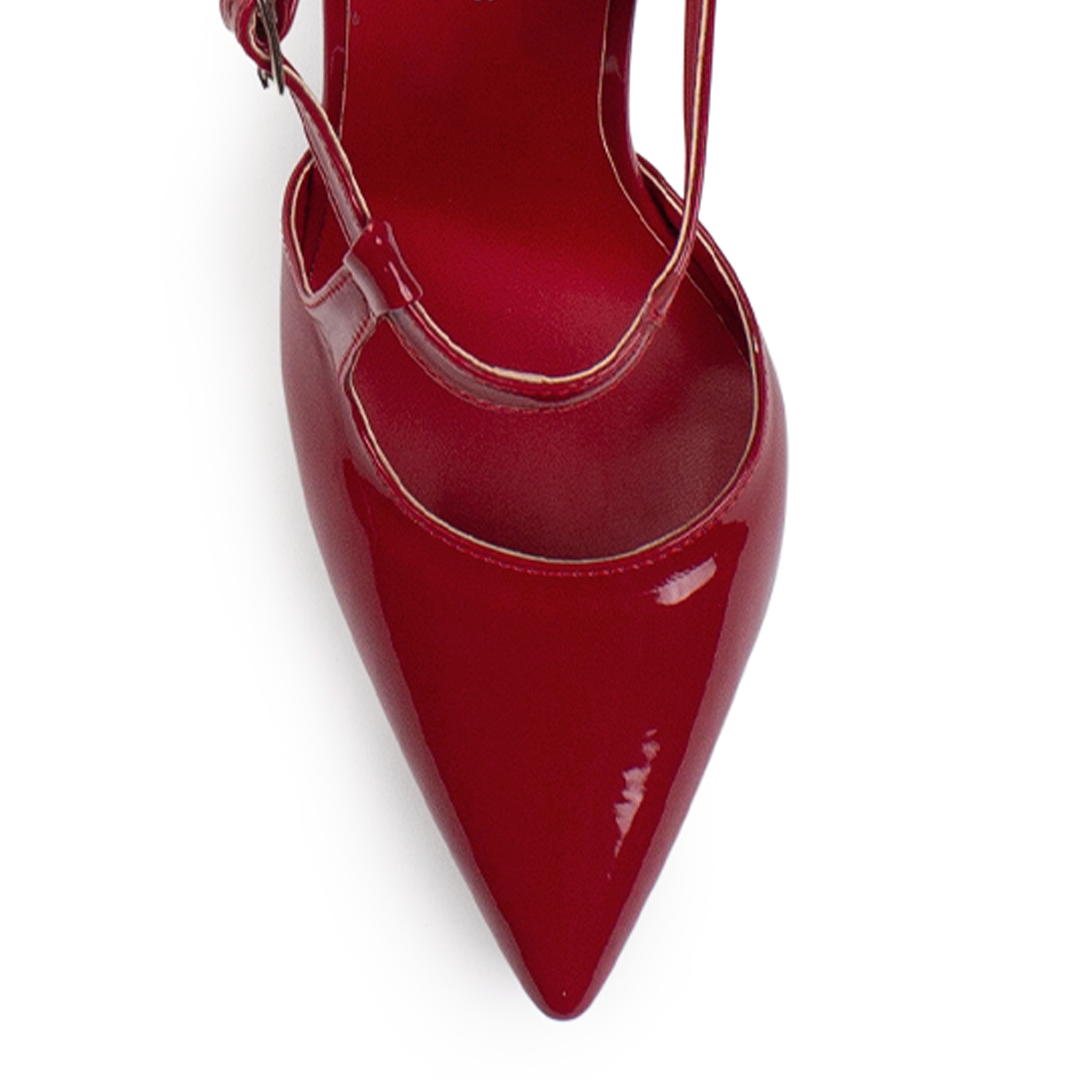 Zapatilla Rojo Puntal Moda Mujer Tacon Delgado Escultural Hebilla 2000122