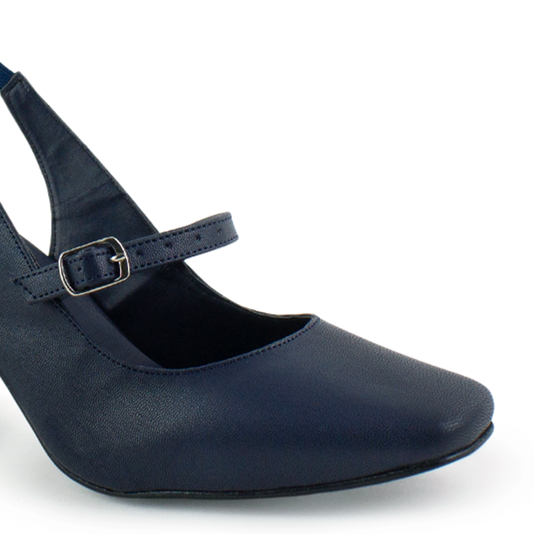 Zapatilla Marino Punta Cuadrada Dama Elegante Tacon Adorno Hebilla 2000123