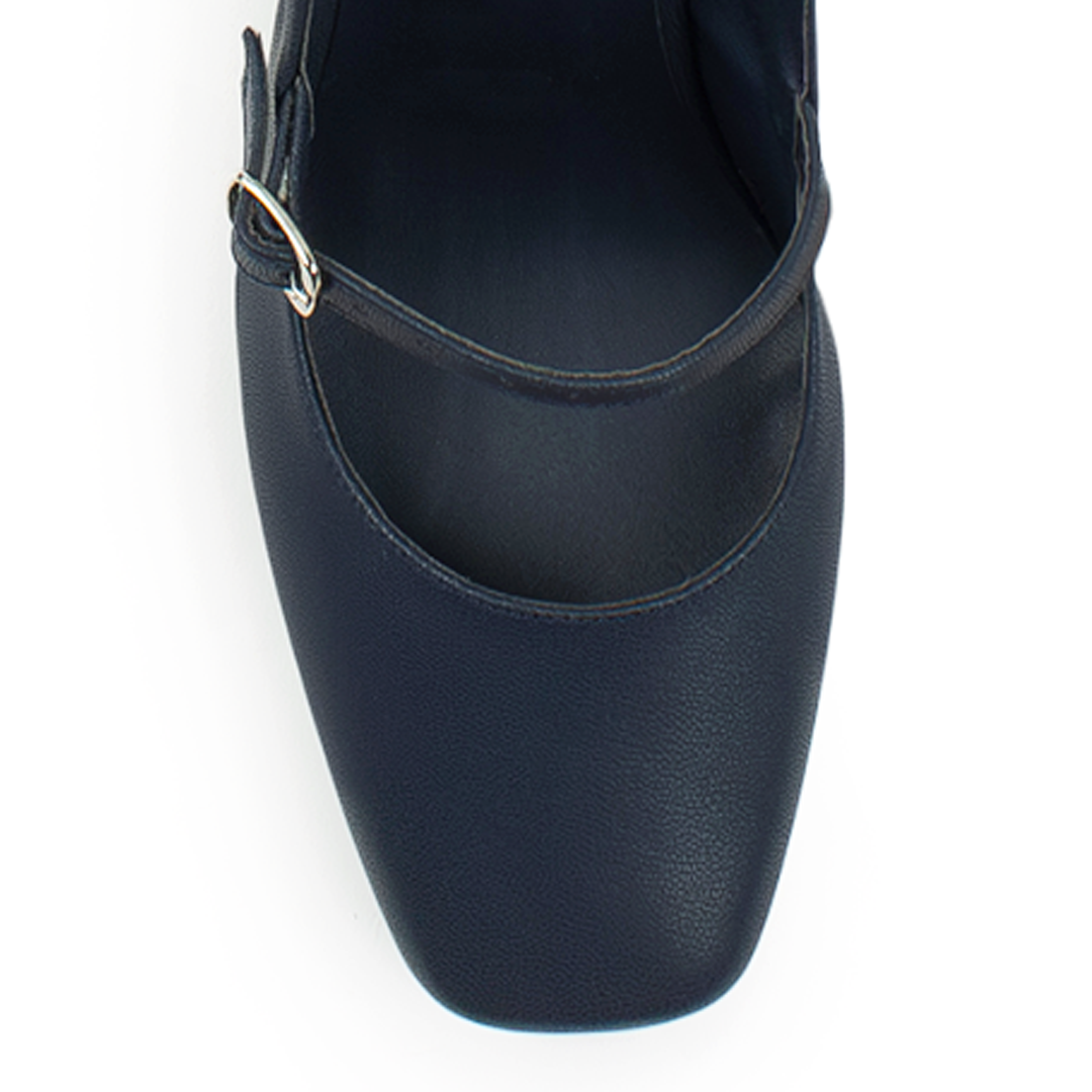 Zapatilla Marino Punta Cuadrada Dama Elegante Tacon Adorno Hebilla 2000123