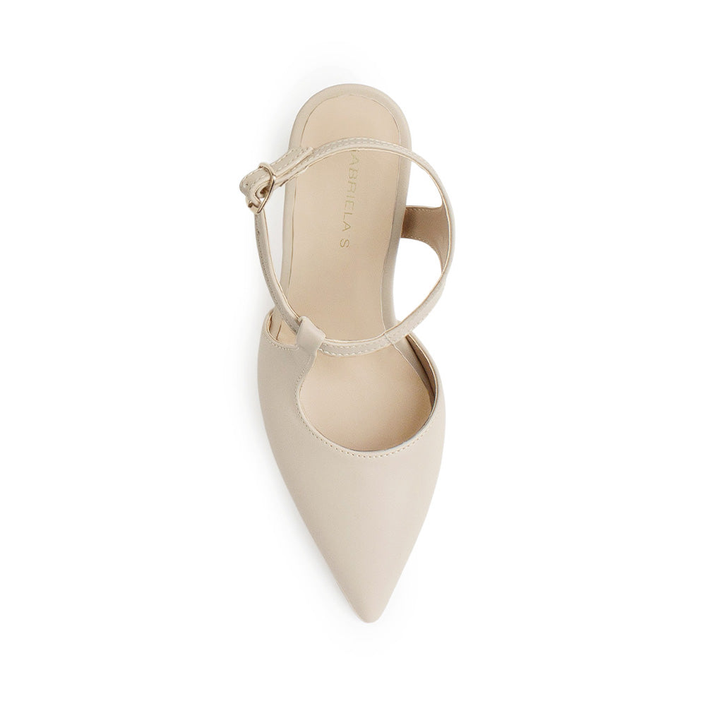 Zapatilla Beige Puntal Moda Mujer Tacon Delgado Escultural Hebilla 2000125