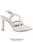 Zapatilla Blanco Puntal Mujer Stiletto Tiras Cruzadas Pulsera Moda 2000134