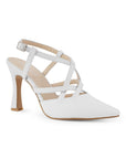 Zapatilla Blanco Puntal Mujer Stiletto Tiras Cruzadas Pulsera Moda 2000134