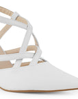 Zapatilla Blanco Puntal Mujer Stiletto Tiras Cruzadas Pulsera Moda 2000134