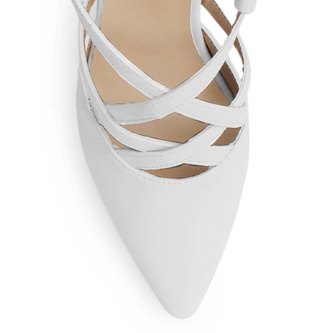 Zapatilla Blanco Puntal Mujer Stiletto Tiras Cruzadas Pulsera Moda 2000134