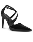 Zapatilla Negro Dama Tacon Delgado Puntal Elegante Moda Mujer 2000136