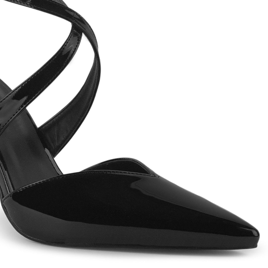 Zapatilla Negro Dama Tacon Delgado Puntal Elegante Moda Mujer 2000136
