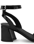 Zapatilla Negro Tacon Ancho Mujer Casual Punta Cuadrada Pulsera 2000140