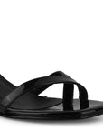 Zapatilla Negro Tacon Ancho Mujer Casual Punta Cuadrada Pulsera 2000140