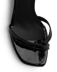 Zapatilla Negro Tacon Ancho Mujer Casual Punta Cuadrada Pulsera 2000140