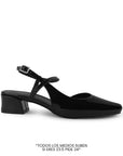 Zapatilla Negro Mujer Tacon Bajo Ancho Ajuste Hebilla Elegante 2000141