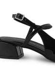 Zapatilla Negro Mujer Tacon Bajo Ancho Ajuste Hebilla Elegante 2000141