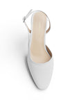 Zapatilla Blanco Dama Tacon Bajo Puntal Destalonado Moda Elegante 2000143
