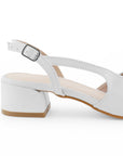 Zapatilla Blanco Dama Tacon Bajo Puntal Destalonado Moda Elegante 2000143