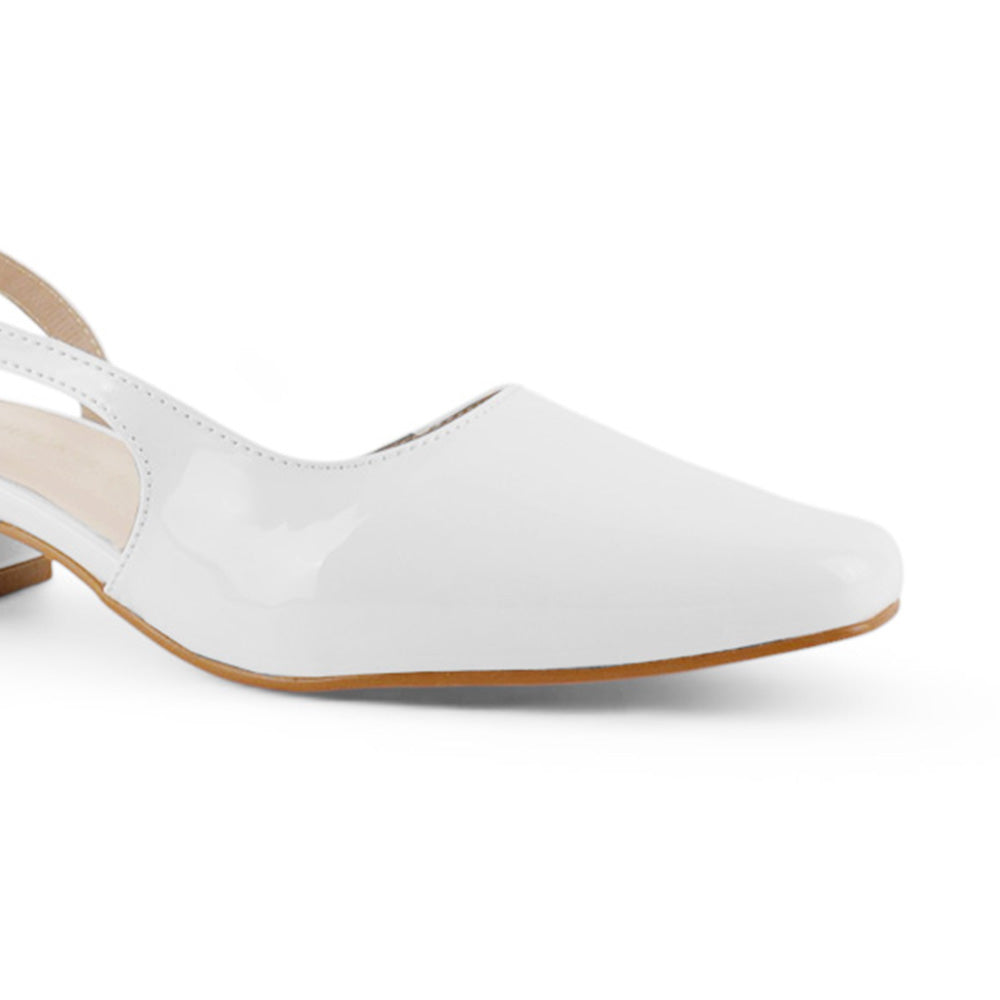Zapatilla Blanco Dama Tacon Bajo Puntal Destalonado Moda Elegante 2000143
