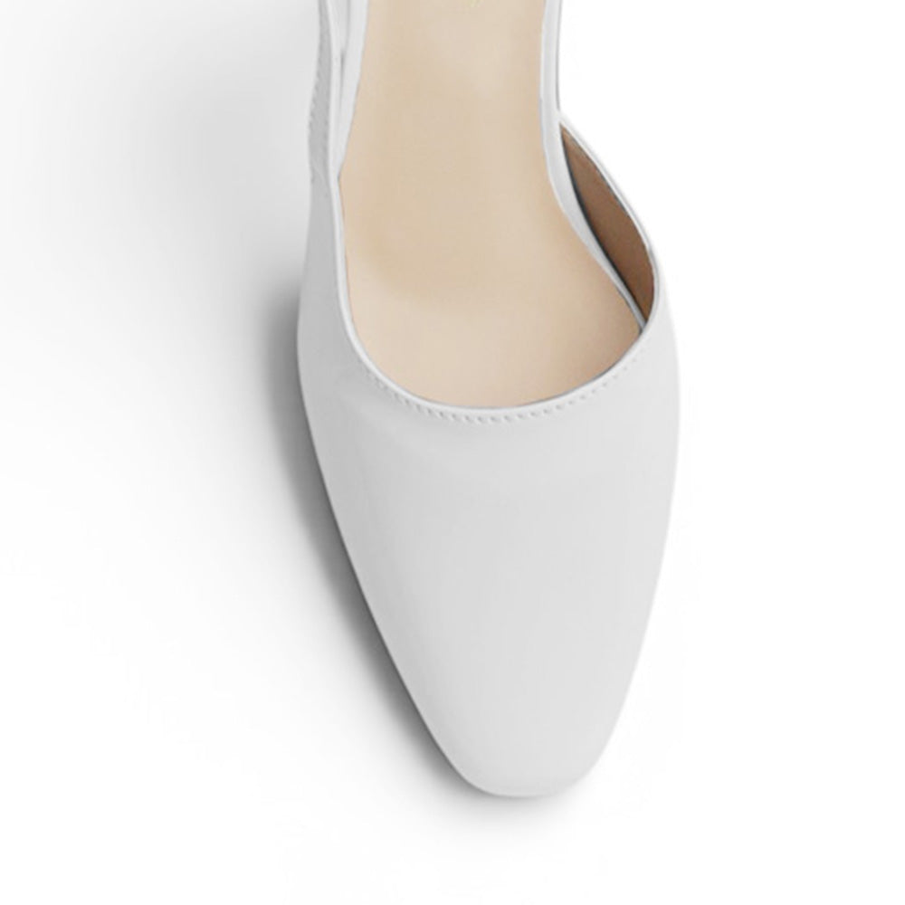 Zapatilla Blanco Dama Tacon Bajo Puntal Destalonado Moda Elegante 2000143