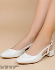 Zapatilla Blanco Dama Tacon Bajo Puntal Destalonado Moda Elegante 2000143