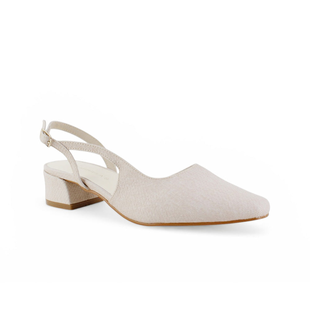 Zapatilla Beige Dama Tacon Bajo Puntal Destalonado Moda Elegante 2000145