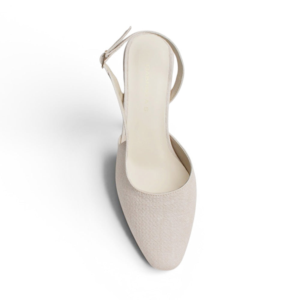 Zapatilla Beige Dama Tacon Bajo Puntal Destalonado Moda Elegante 2000145