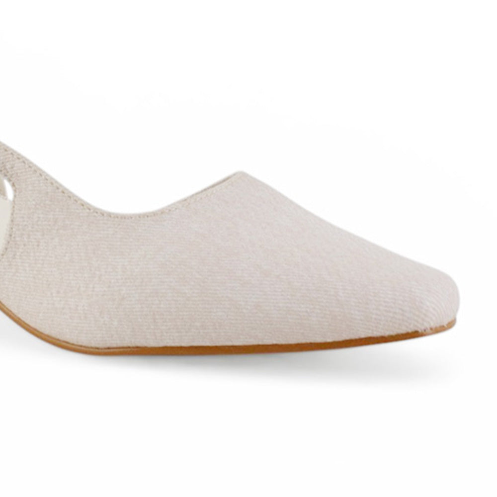 Zapatilla Beige Dama Tacon Bajo Puntal Destalonado Moda Elegante 2000145