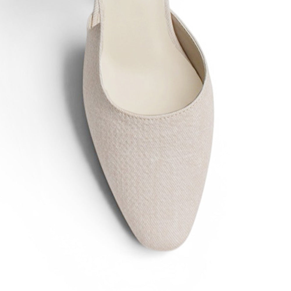 Zapatilla Beige Dama Tacon Bajo Puntal Destalonado Moda Elegante 2000145