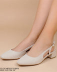 Zapatilla Beige Dama Tacon Bajo Puntal Destalonado Moda Elegante 2000145