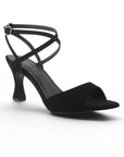 Zapatilla Negro Tacon Mujer Tiras Tobillo Puntal Descubierto Moda 2000146