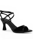 Zapatilla Negro Tacon Mujer Tiras Tobillo Puntal Descubierto Moda 2000152