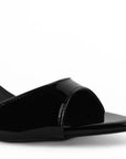 Zapatilla Negro Tacon Mujer Tiras Tobillo Puntal Descubierto Moda 2000152