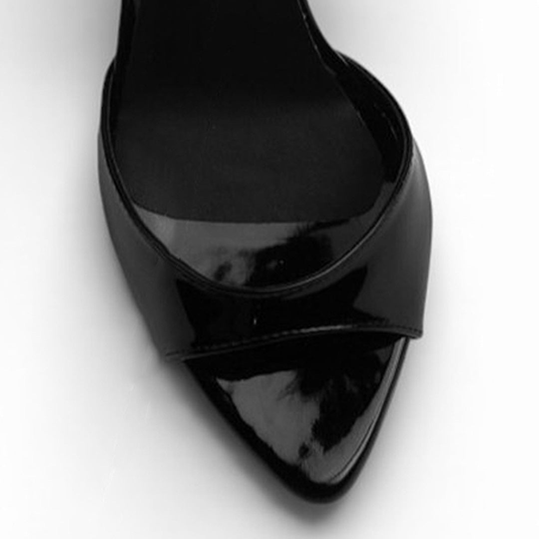 Zapatilla Negro Tacon Mujer Tiras Tobillo Puntal Descubierto Moda 2000152