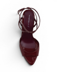 Zapatilla Vino Tacon Mujer Tiras Tobillo Puntal Descubierto Moda 2000153