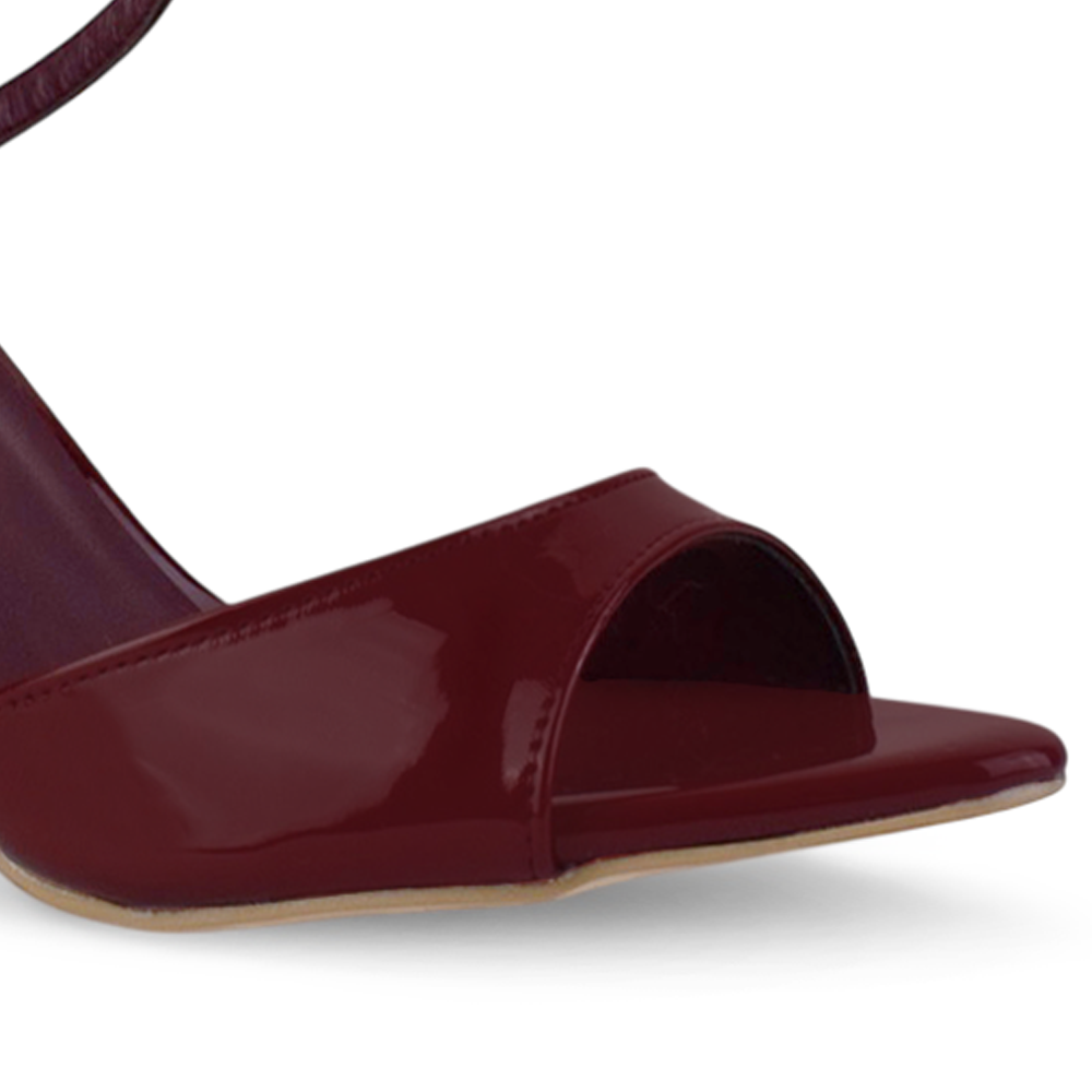 Zapatilla Vino Tacon Mujer Tiras Tobillo Puntal Descubierto Moda 2000153