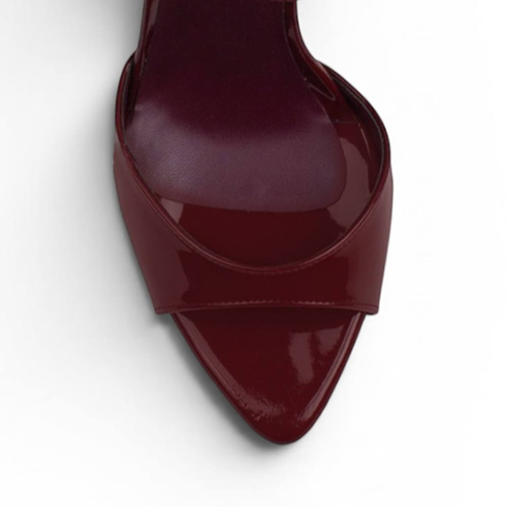 Zapatilla Vino Tacon Mujer Tiras Tobillo Puntal Descubierto Moda 2000153