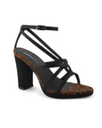 Zapatilla Negro Cafe Mujer Casual Tiras Cruzadas Elegante Tacon Moda 2000094