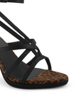 Zapatilla Negro Cafe Mujer Casual Tiras Cruzadas Elegante Tacon Moda 2000094