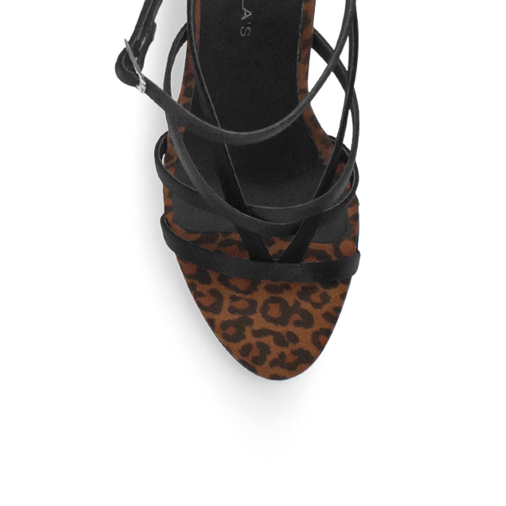 Zapatilla Negro Cafe Mujer Casual Tiras Cruzadas Elegante Tacon Moda 2000094