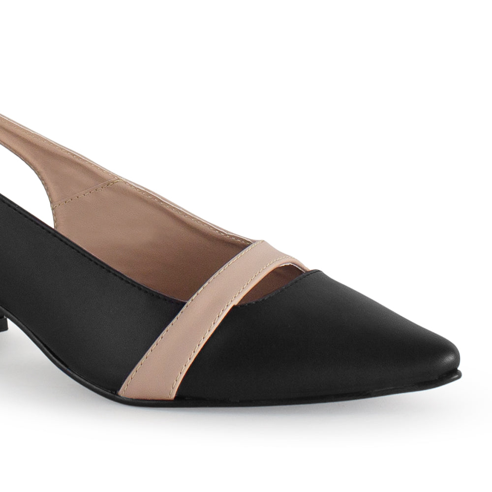 Zapatillas Negro Maquillaje Dama Tacón Bajo Destalonada Cómoda Moda 4930027