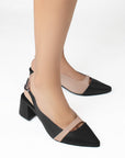 Zapatillas Negro Maquillaje Dama Tacón Bajo Destalonada Cómoda Moda 4930027