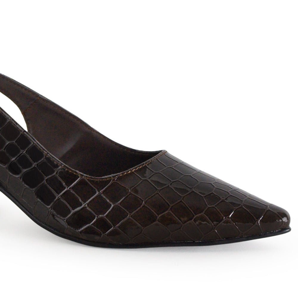 Zapatillas Cafe Dama Destalonada Textura Tacón Bajo Casual Moda 4930028