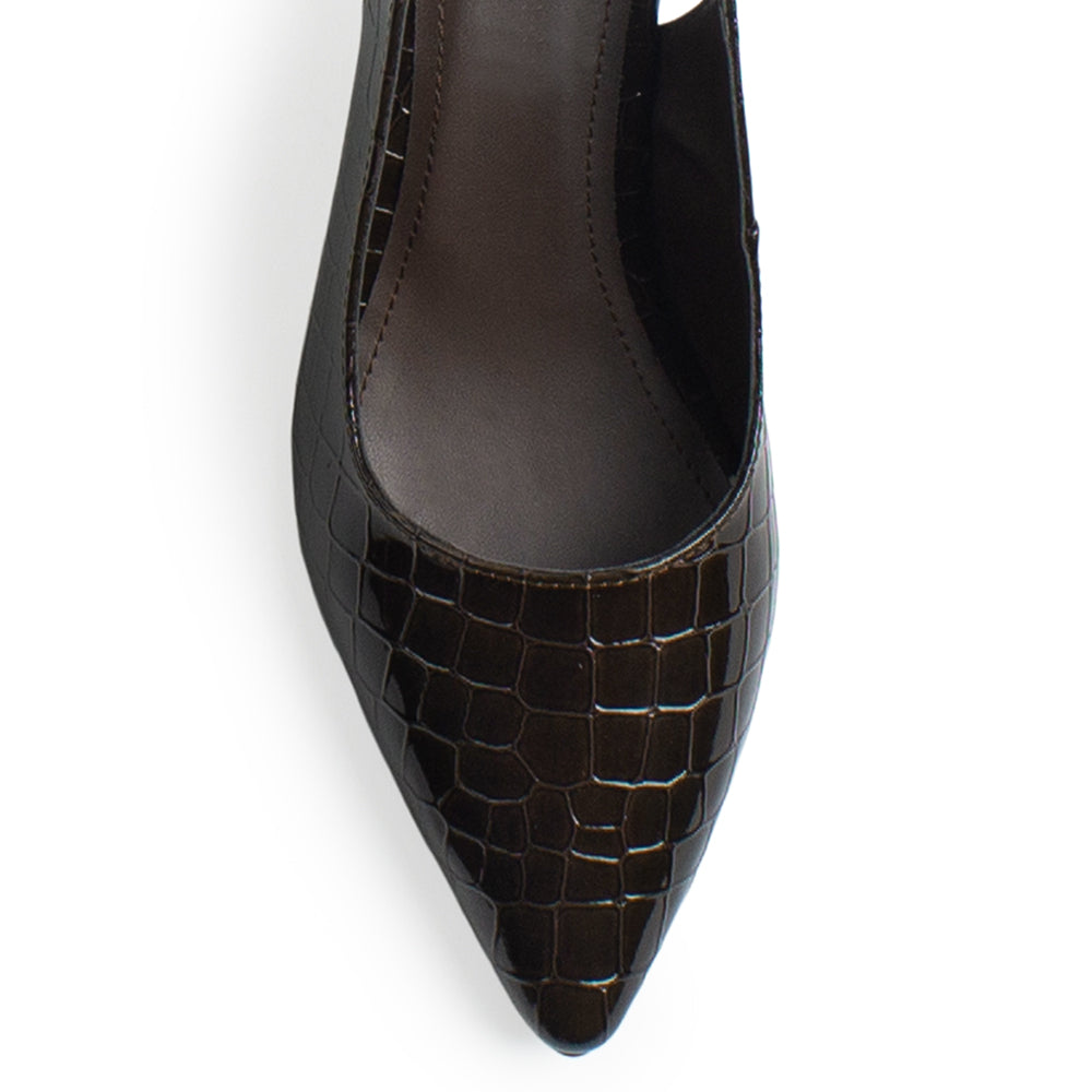 Zapatillas Cafe Dama Destalonada Textura Tacón Bajo Casual Moda 4930028