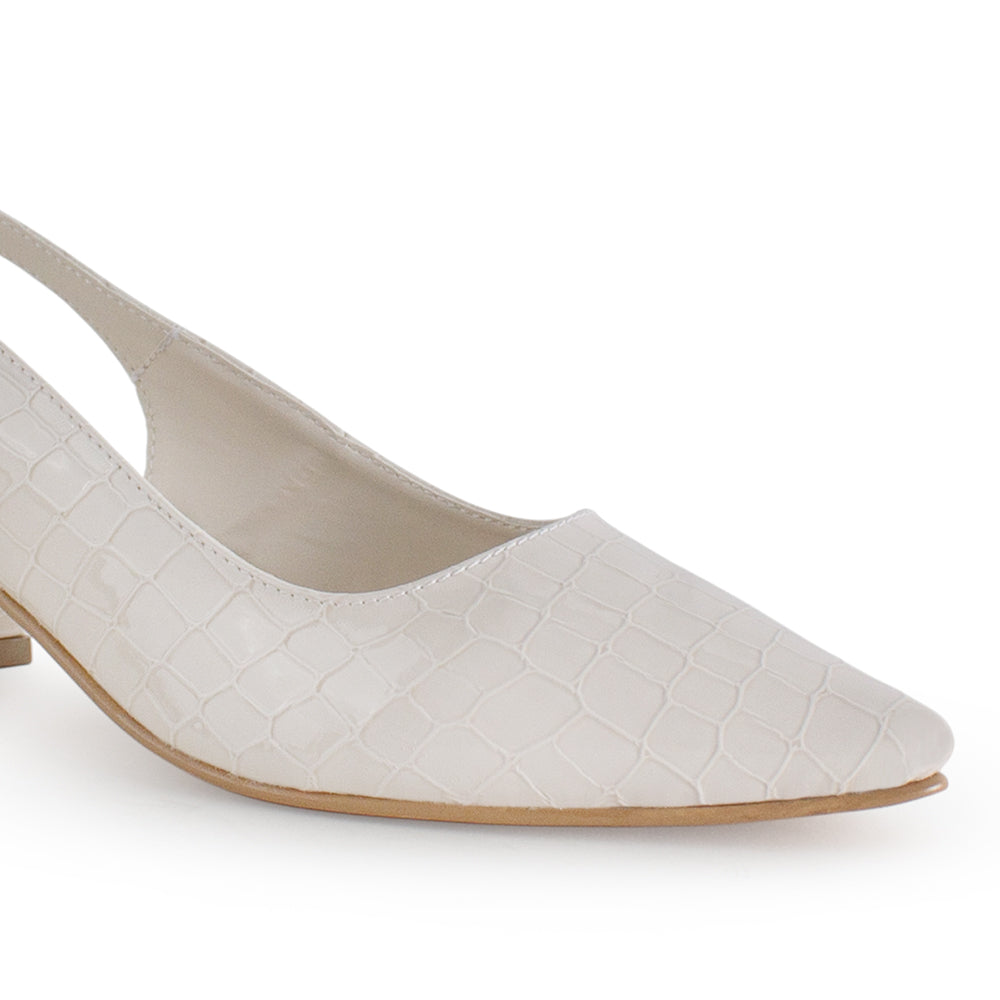 Zapatillas Beige Dama Destalonada Textura Tacón Bajo Casual Moda 4930036