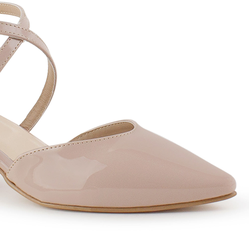 Zapatilla Maquillaje Dama Doble Correa Cruzada Tacon Grueso Punta Fina 4930046