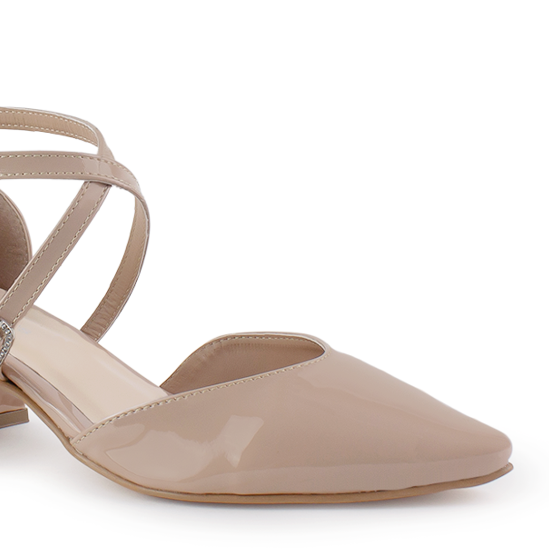 Zapatilla Maquillaje Dama Doble Correa Cruzada Tacon Grueso Punta Fina 4930048