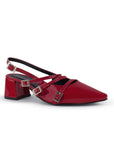 Zapatilla Rojo Mujer Correas Cruzadas Tacon Cuadrado Moda Casual 4930049