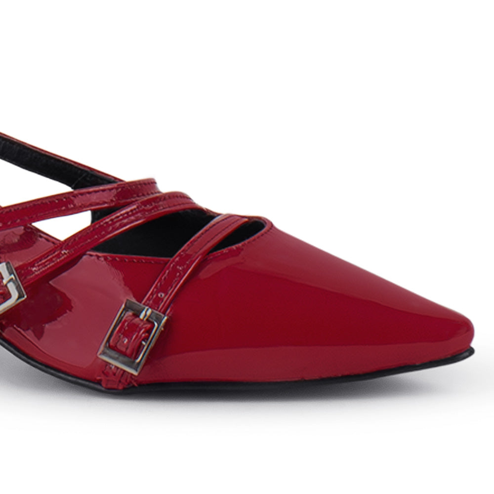 Zapatilla Rojo Mujer Correas Cruzadas Tacon Cuadrado Moda Casual 4930049