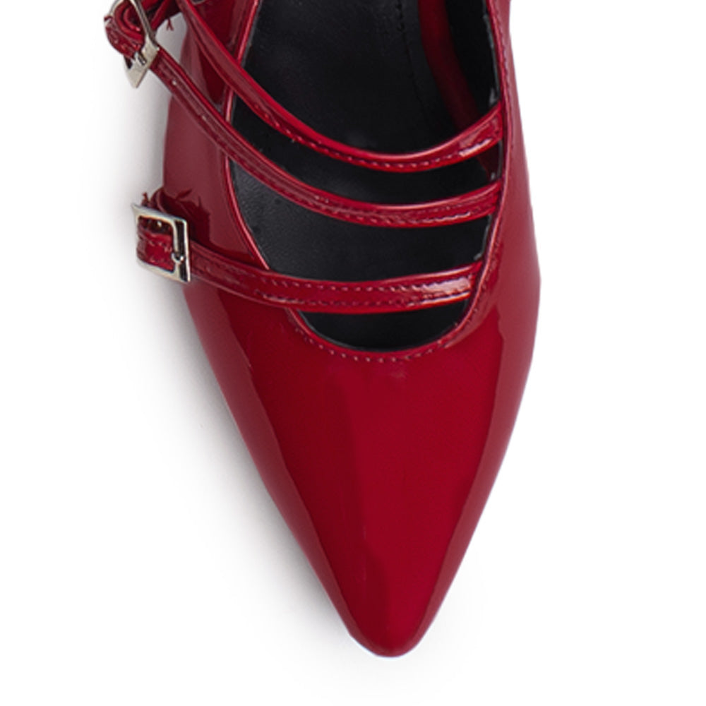 Zapatilla Rojo Mujer Correas Cruzadas Tacon Cuadrado Moda Casual 4930049