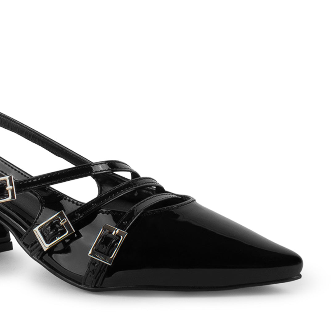 Zapatilla Negro Mujer Correas Cruzadas Tacon Cuadrado Moda Casual 4930050