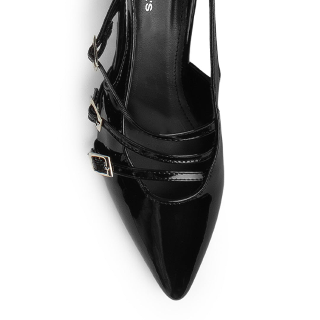 Zapatilla Negro Mujer Correas Cruzadas Tacon Cuadrado Moda Casual 4930050
