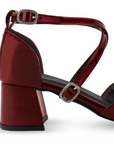 Zapatilla Vino Dama Doble Correa Cruzada Tacon Grueso Punta Fina 4930053